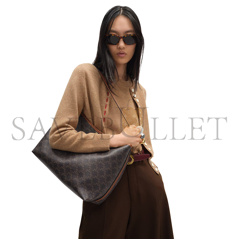 Ce1i*e soft shopper bag in triomphe canvas and calfskin 123912gxc.04lu (32.5*24.5*14cm)